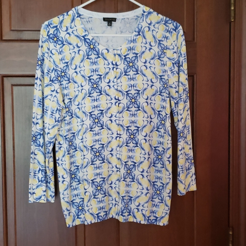 Talbots blue and yellow sweater